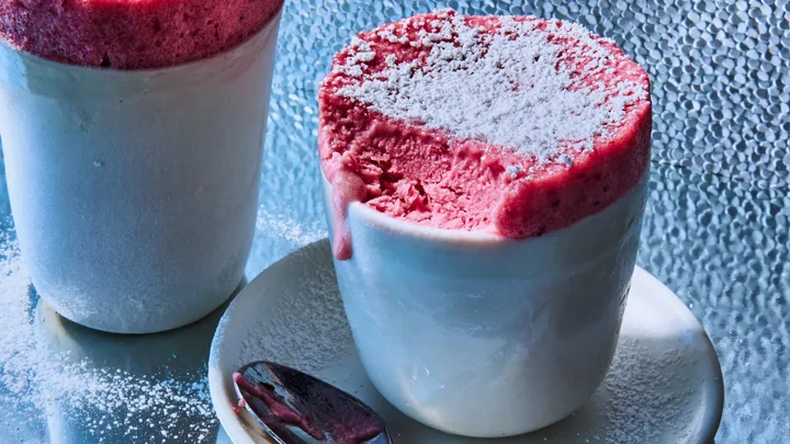 Strawberry cranberry frozen souffles