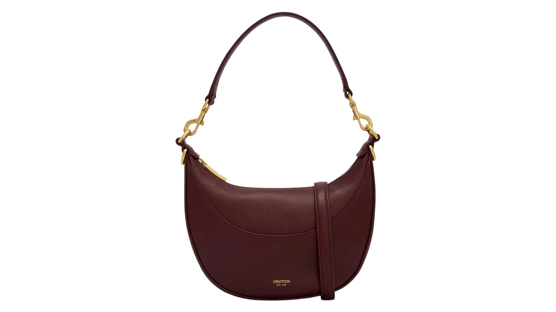 Crimson leather handbag