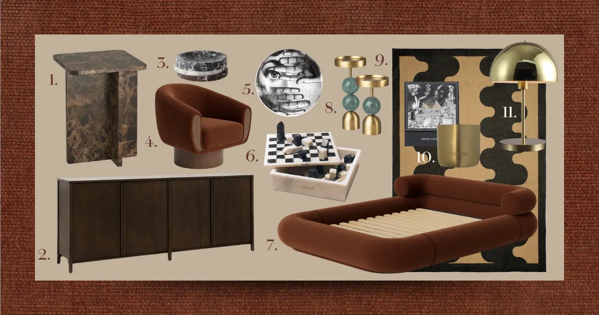  2026 Interior Home Trends Neo Deco Art Deco Decor is back: brass, rust tones