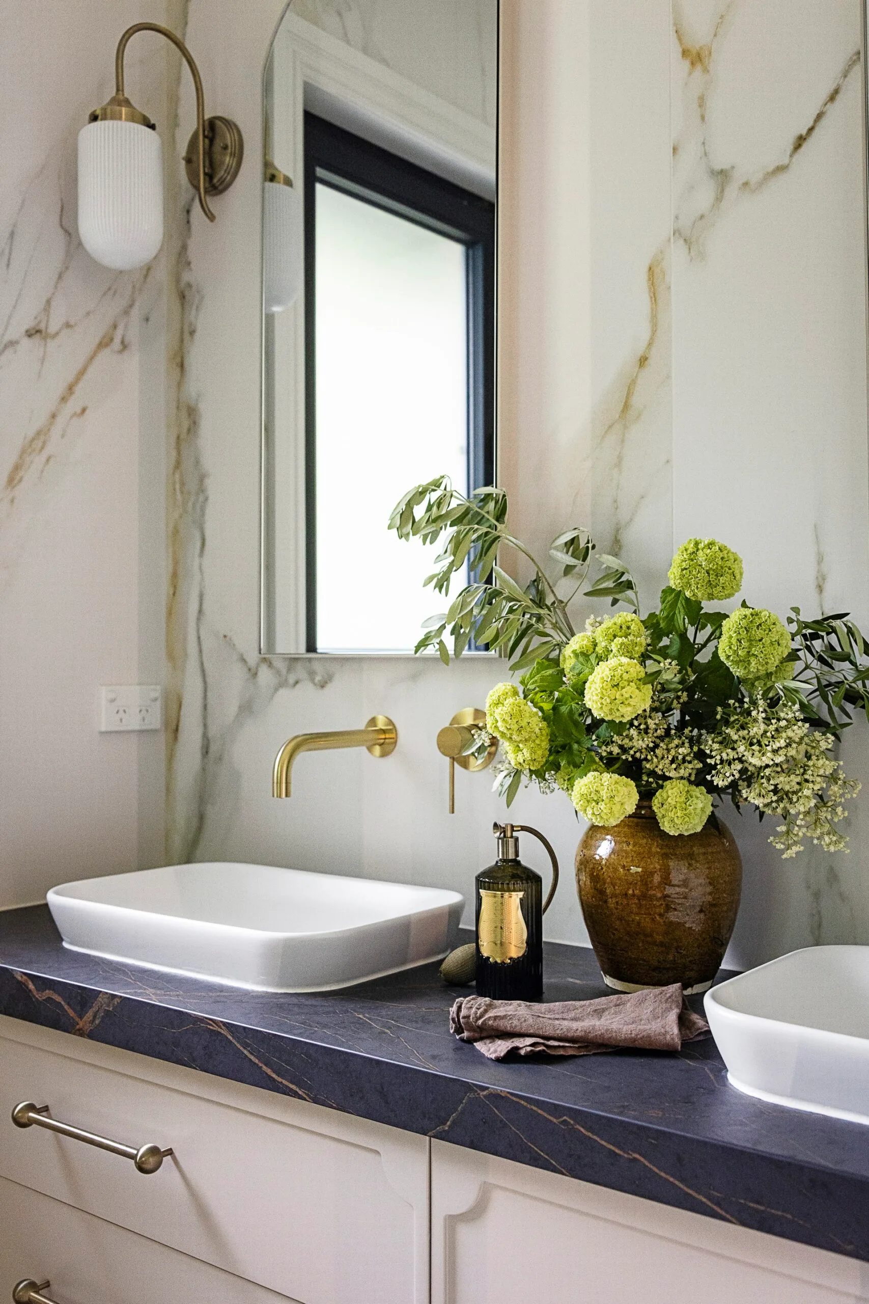 Rachel and Ryan's bathroom in their South Coast holiday home. 