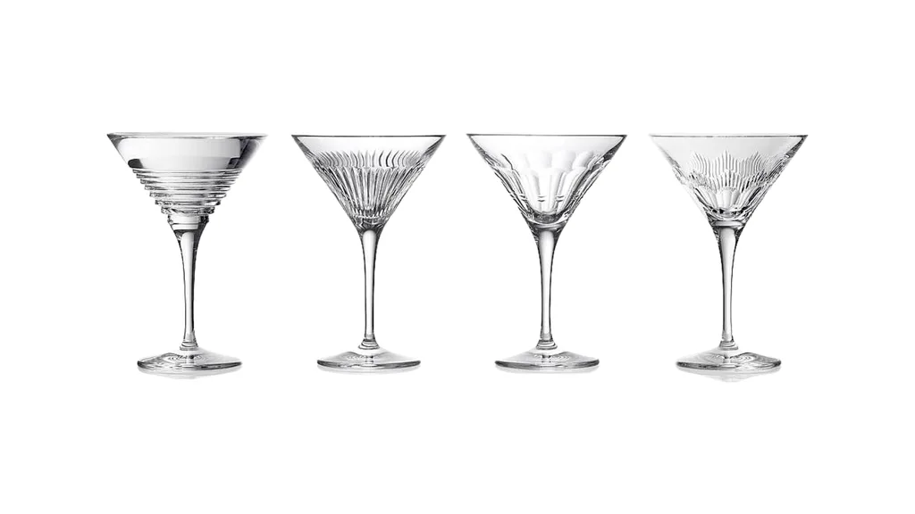 A set of four crystal martini glasses