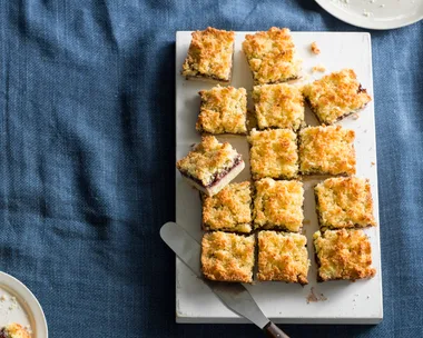 Berry and coconut slice