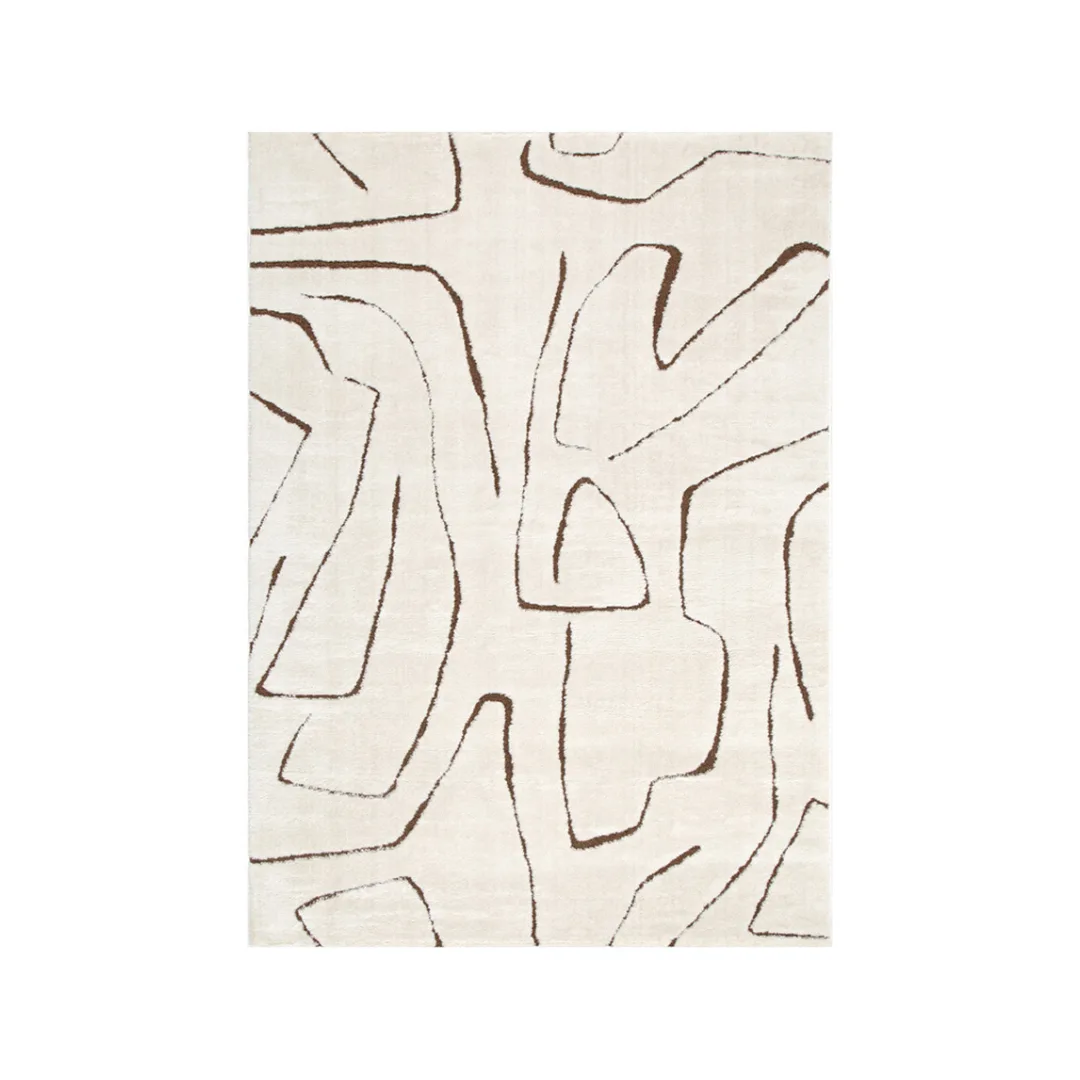 Cream & Brown Kezia Modern Lines Rug Temple & Webster Sale