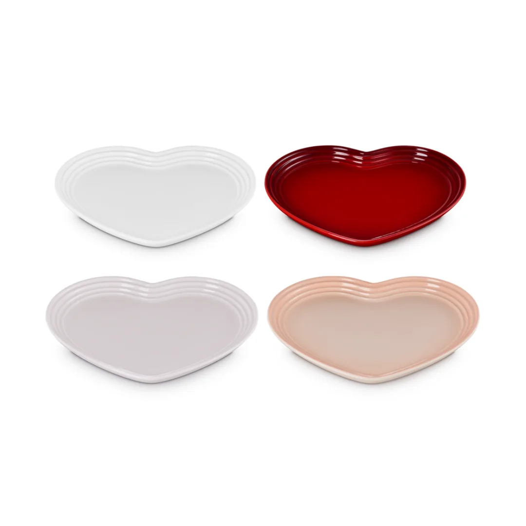 Le Creuset Valentine's Day Collection 2026 Stoneware Set of 4 Mini Heart Plates