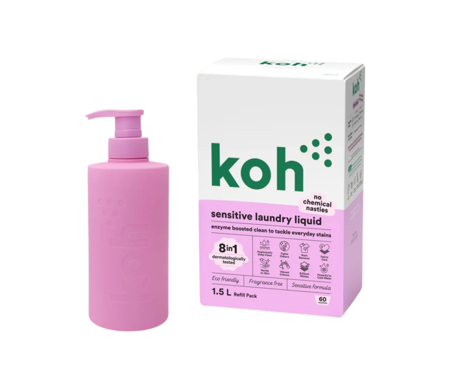 Product image of Koh Sensitive Laundry Starter Kit, which is the best laundry detergent for making towels last longer