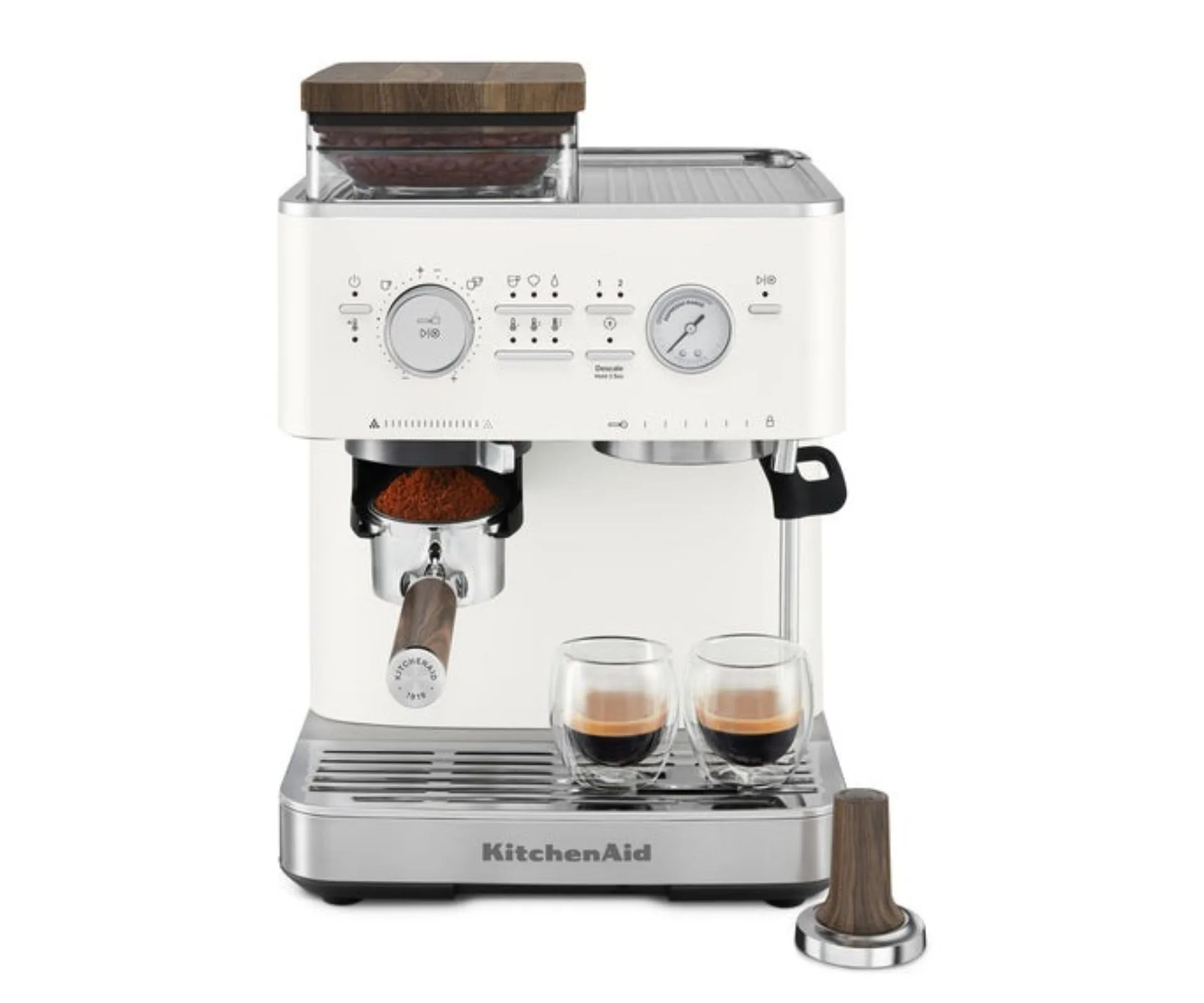 KitchenAid sale Semi Automatic Espresso Machine & Walnut Wood Accessories Bundle
