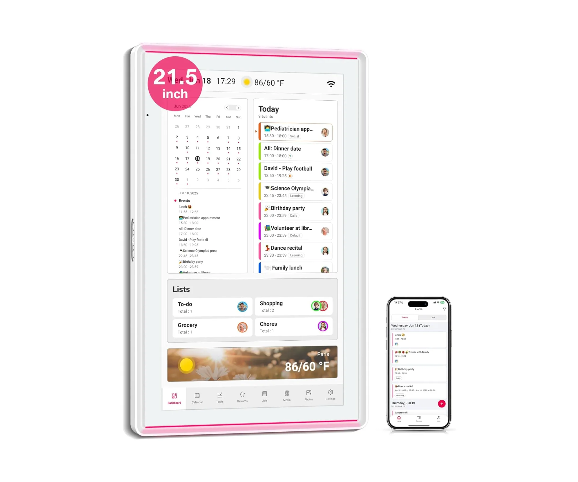BIGASUO 21.5-inch Digital Calendar + Digital Chore Chart + Best Digital Planners Australia