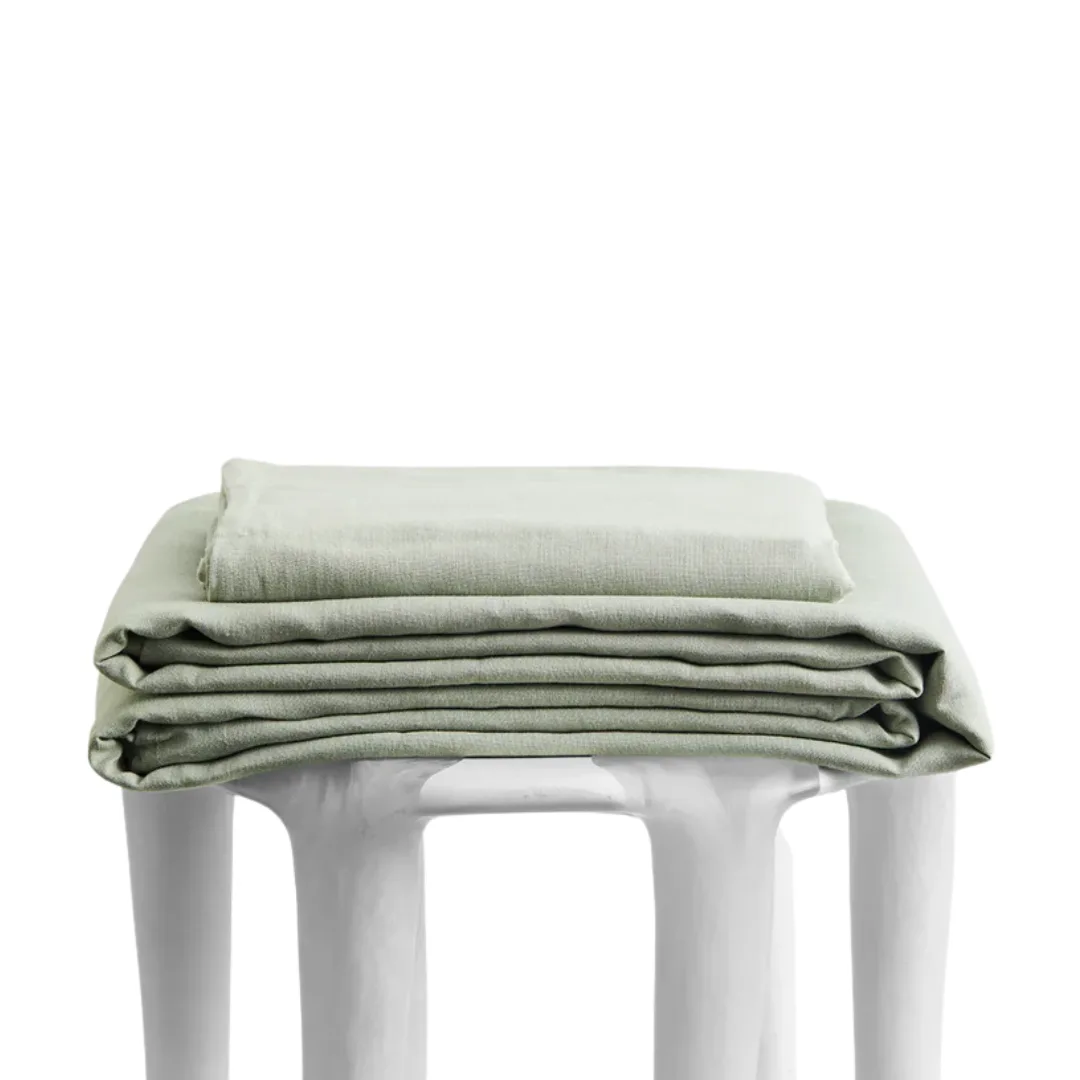 Sage French Linen King Sheet Set Bed Threads