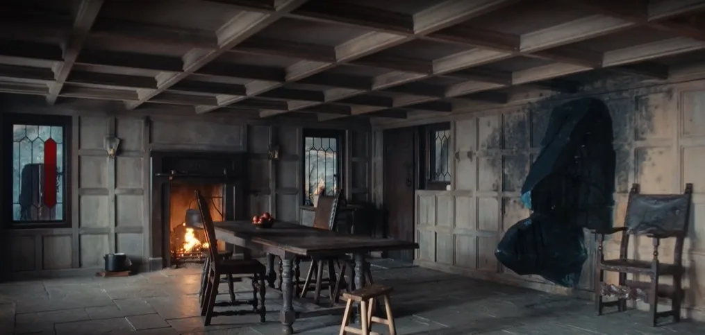 Wuthering Heights The Grange Rock Protruding through wall with bit of red on window