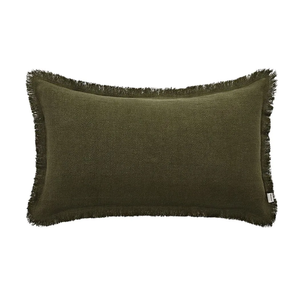 decorative green linen cushion