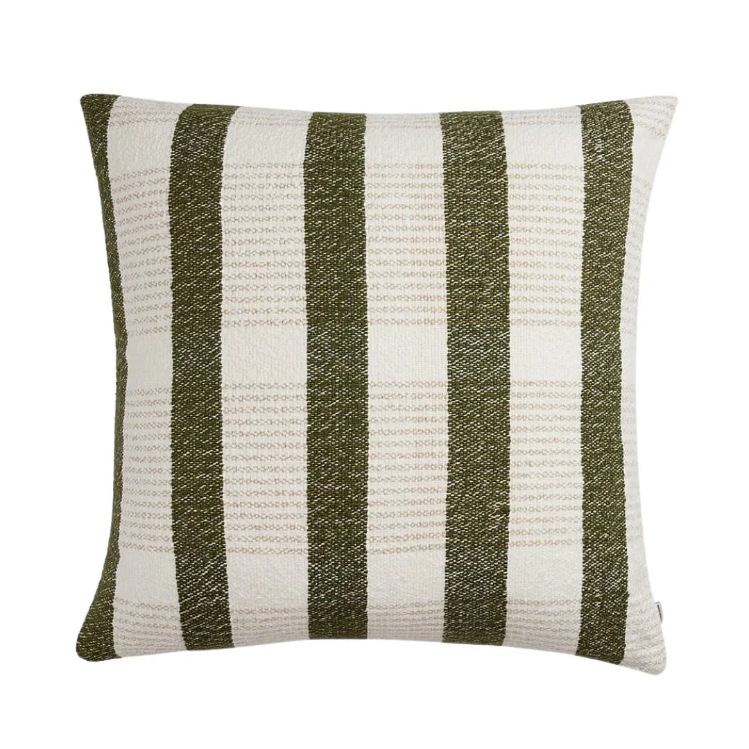 green and white striped cushion
