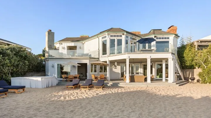 the rear of the hannah montana house in malibu as it backs onto the sand of broad beach