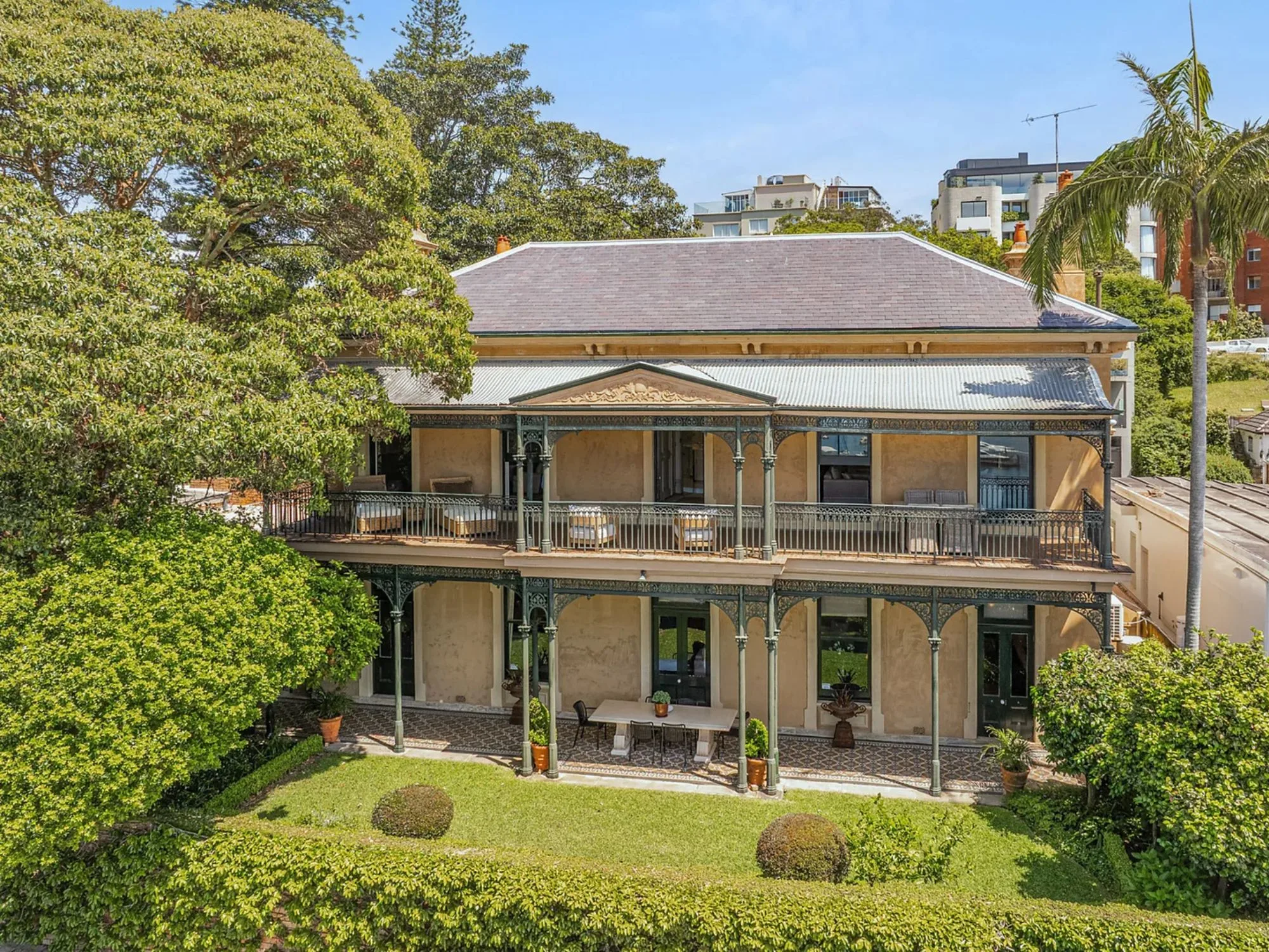 the back exterior of Dunara house in Point Piper Sydney
