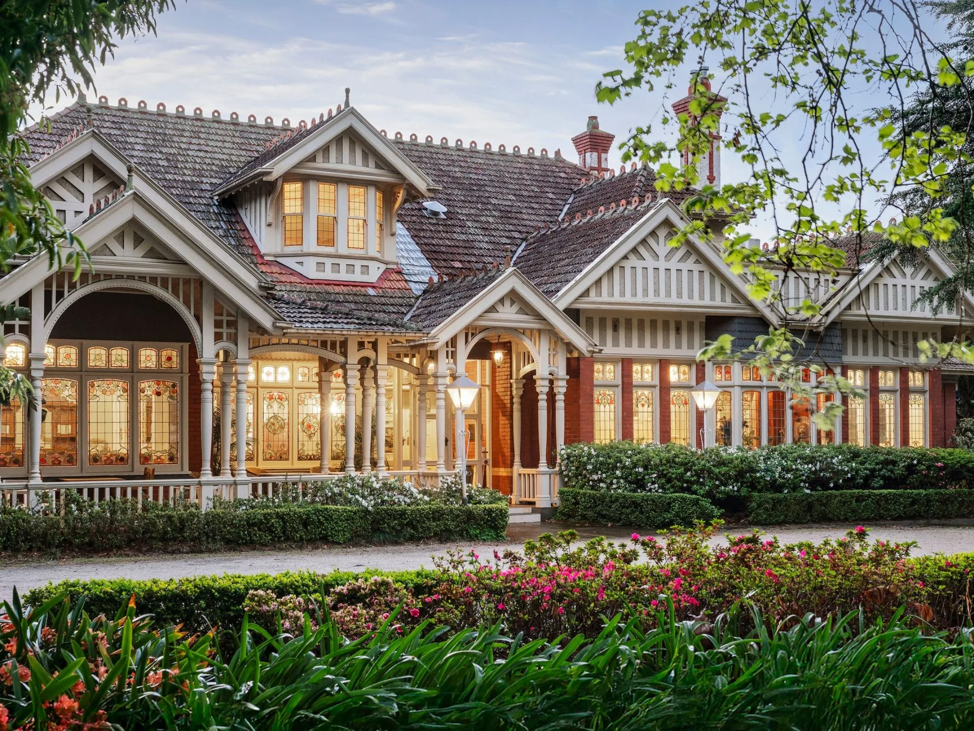 the gables house in queen anne architecture style with leadlight windows