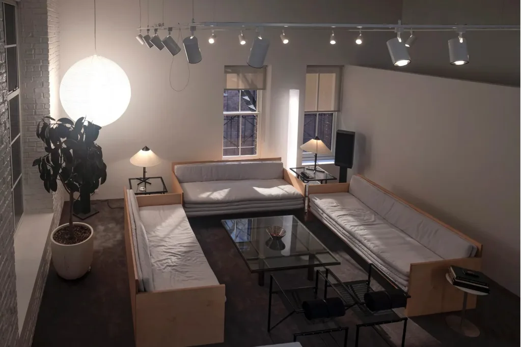 JFK Jr and Carolyn Bessette apartment in Love Story Ryan Murphy series lounge