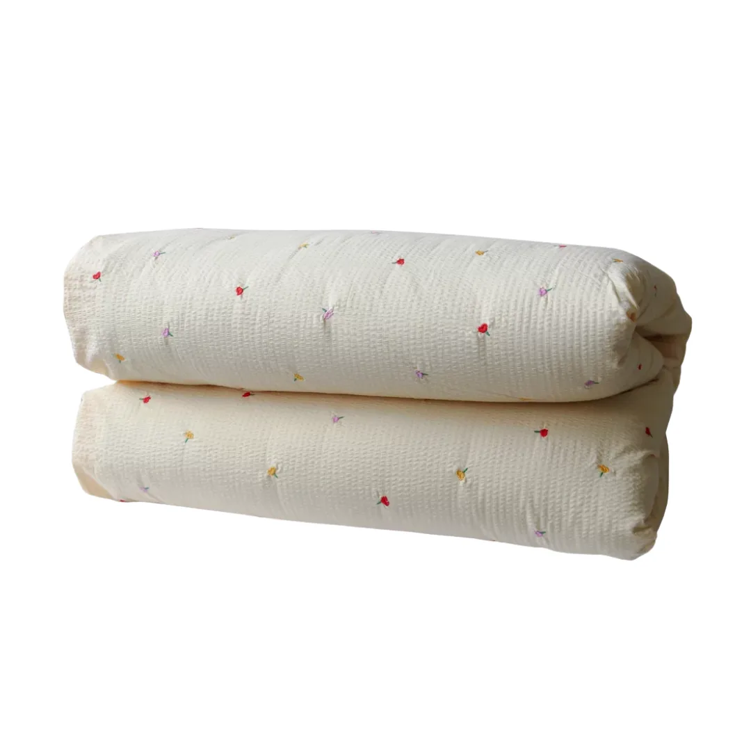Forget Me Not Embroidered Quilt Cover