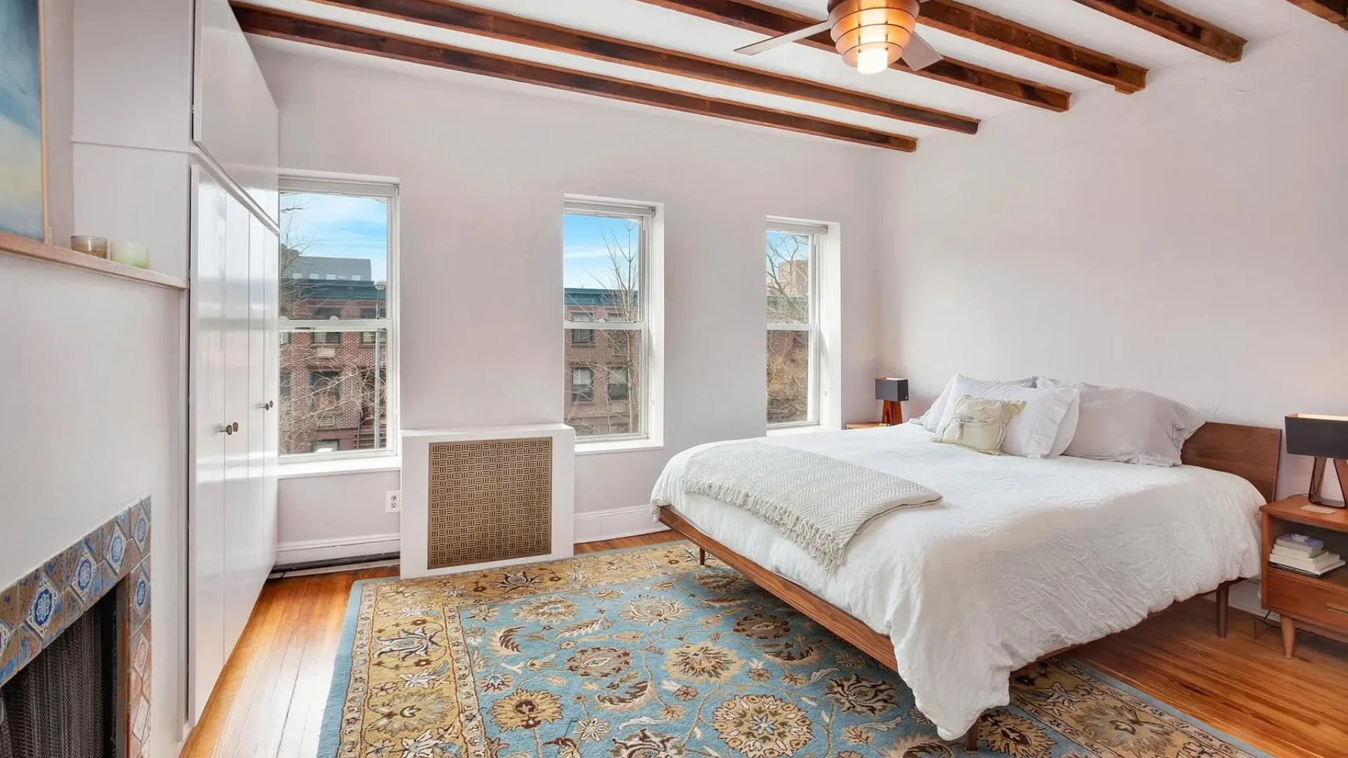 main bedroom in rose byrne and bobby cannavale's brooklyn house