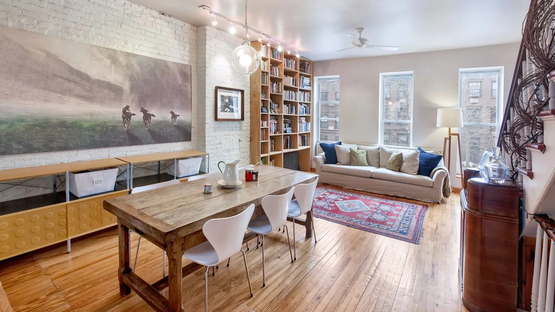 living room of rose byrne and bobby cannavale's brooklyn house