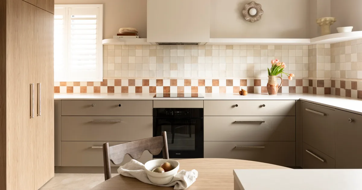 This baker's kitchen was designed with a special husband seat