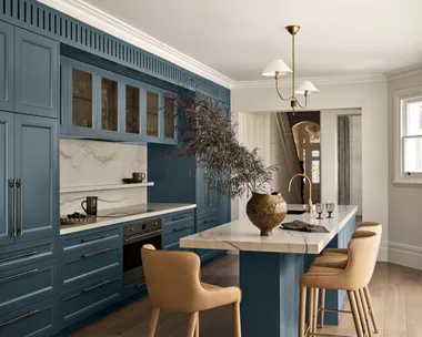 A kitchen design that blends classic style with family functionality