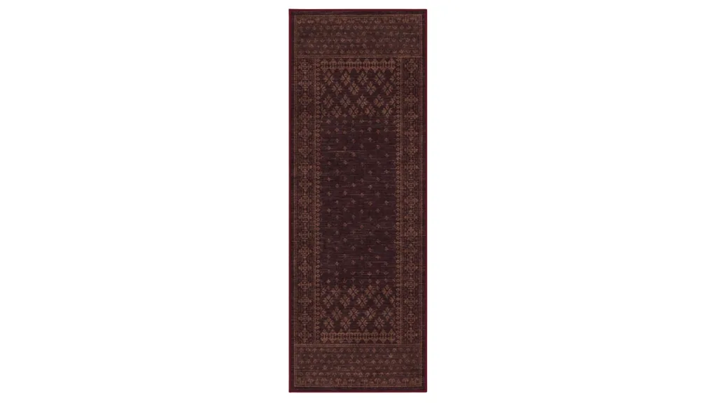 A burgundy rug runner, perfect for dark cottagecore styles.