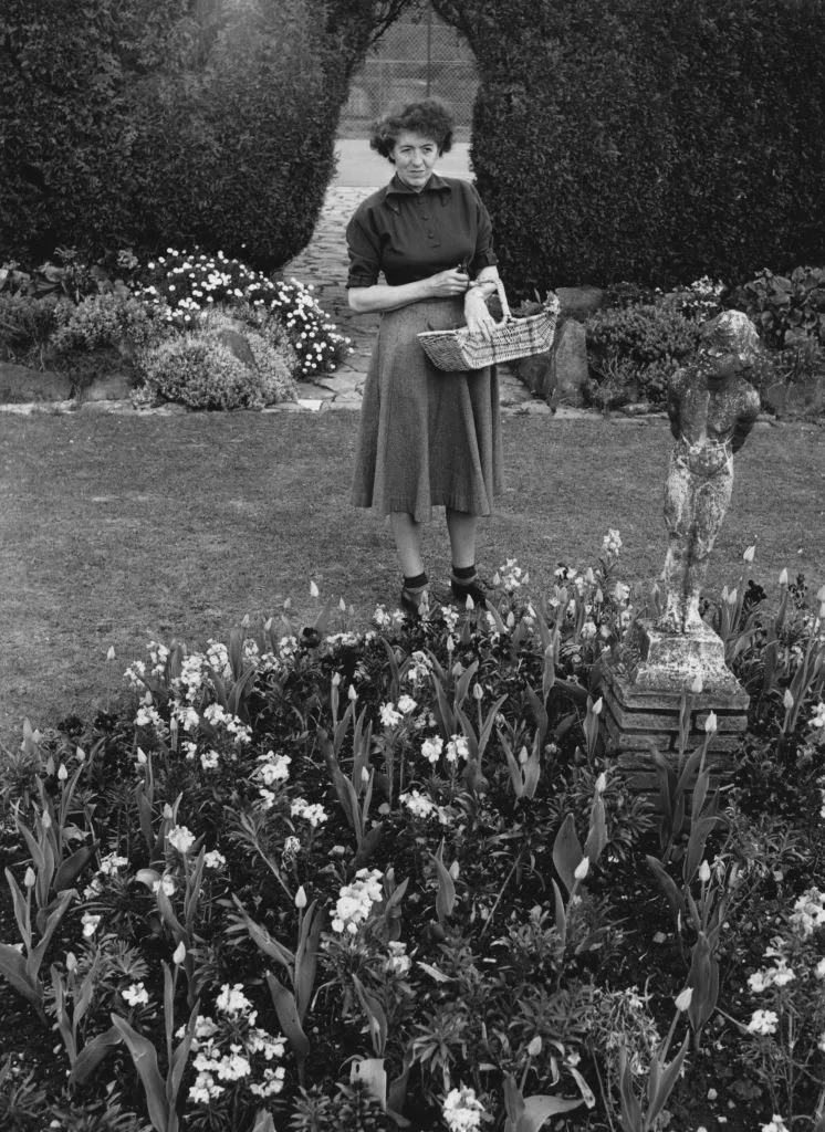 Enid Blyton in her garden at her Beaconsfield home
