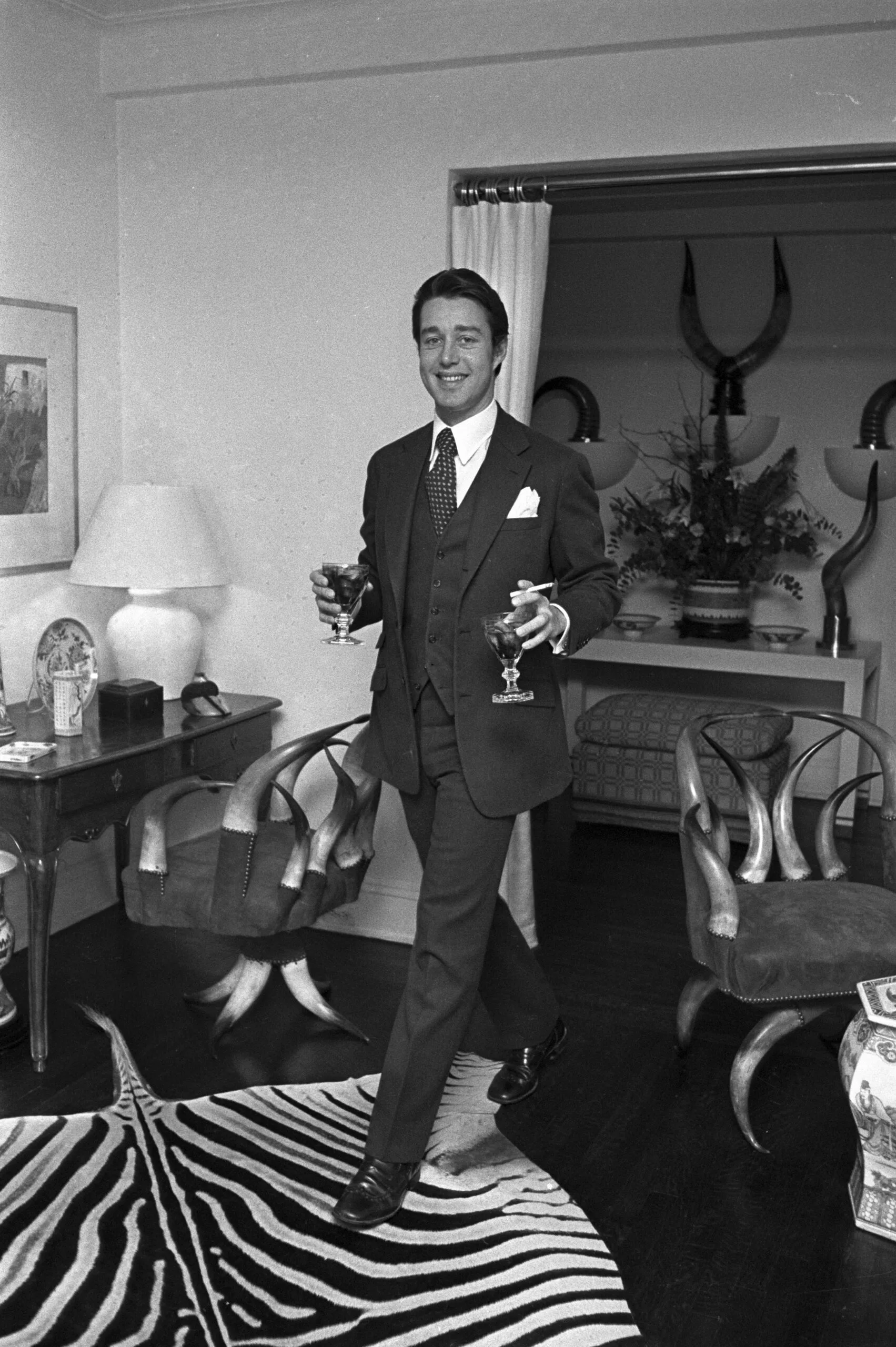 Portrait of fashion designer Roy Halston in his New York home 