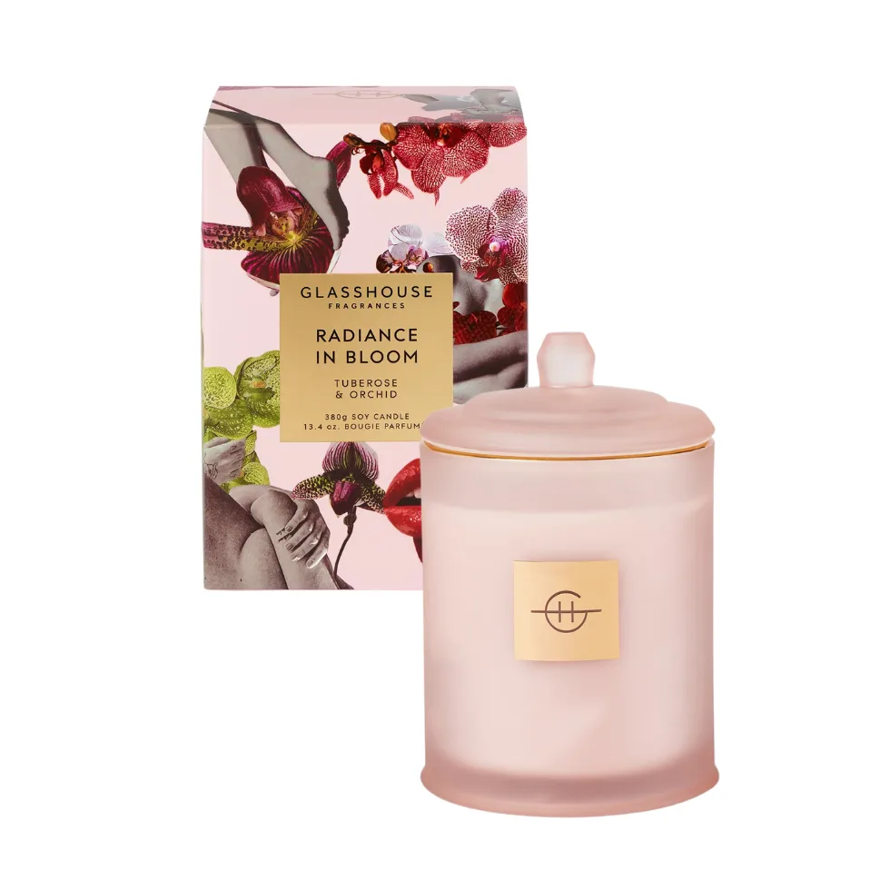 Glasshouse Fragrances 380g Candle Radiance in Bloom  + Country Interior Design + Cottage Core Interior Design + Modern Farmhouse Interior Design 2026