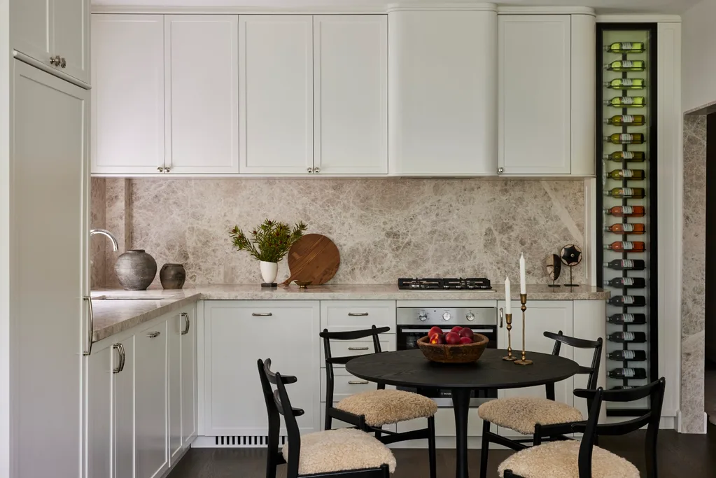 Gray and Co apartment kitchen with wine storage