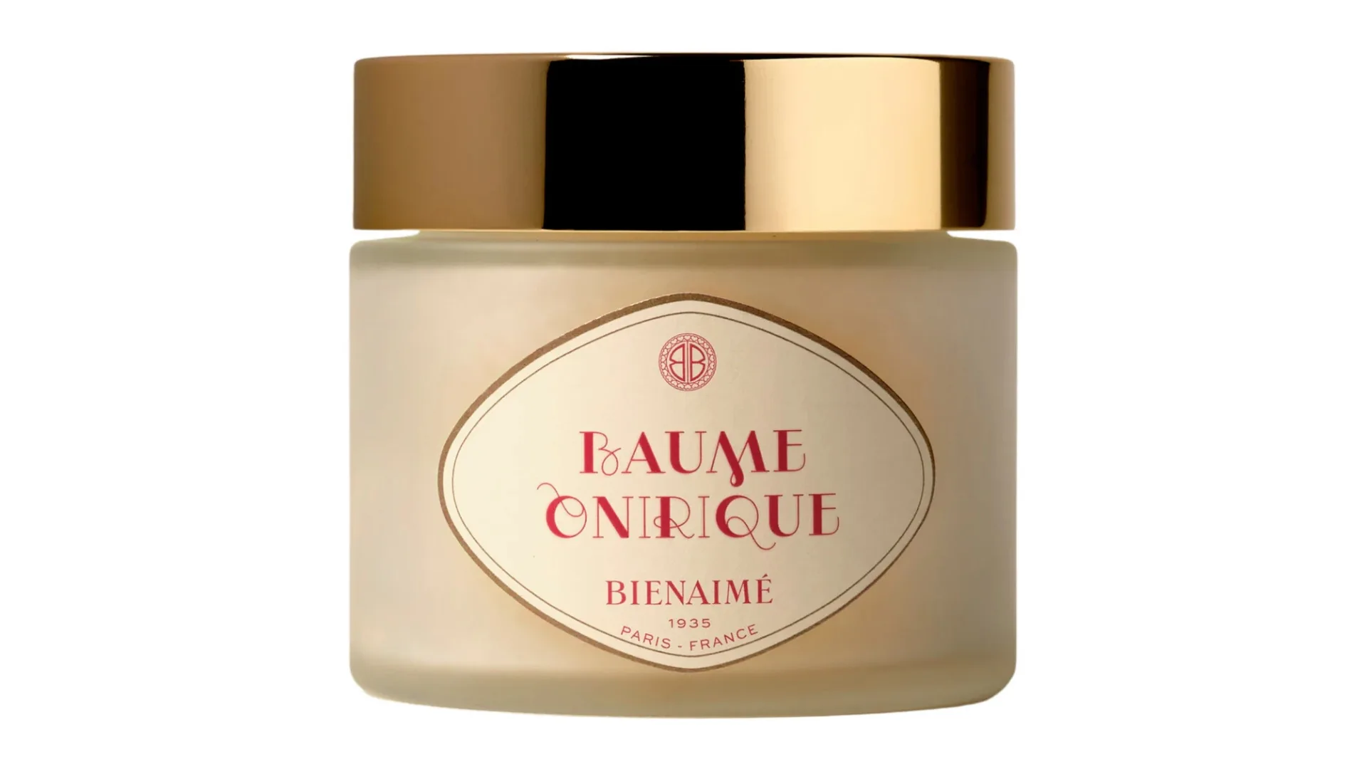 A body balm with a gold lid.