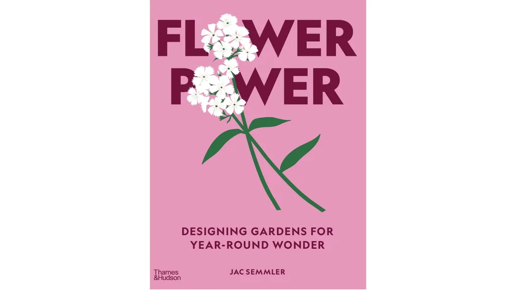 Flower Power by Jac Semmler. A pink hardcover copy with two white flowers on it.