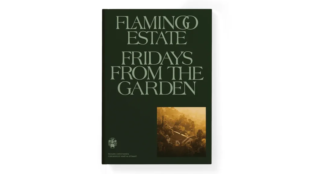 A deep green book by Flamingo Estate called 'Fridays From The Garden'.