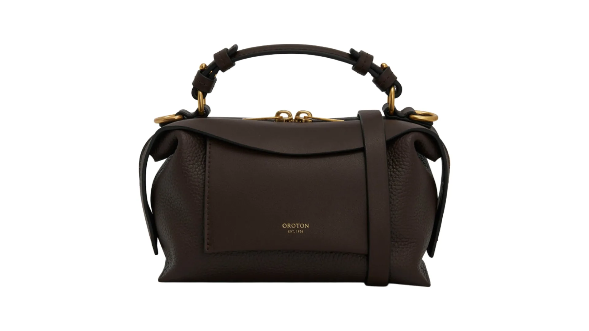 An Oroton handbag with a small strap.