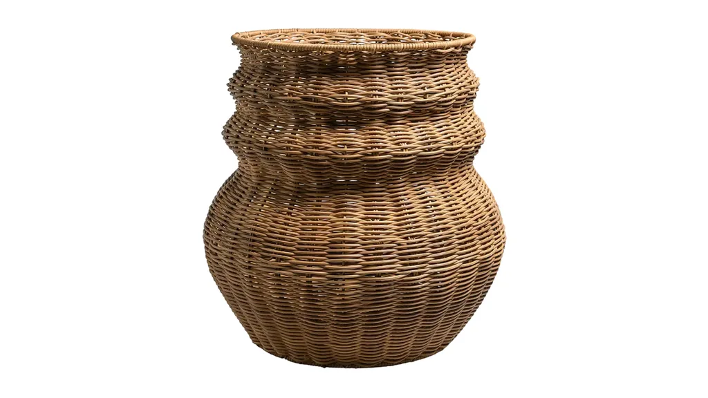 A woven planter or basket.