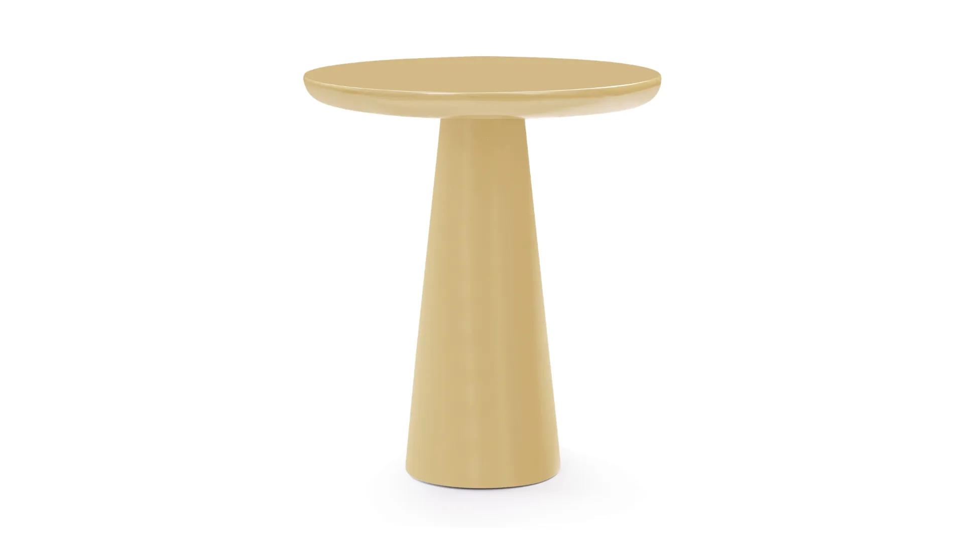 A yellow or beige side table.