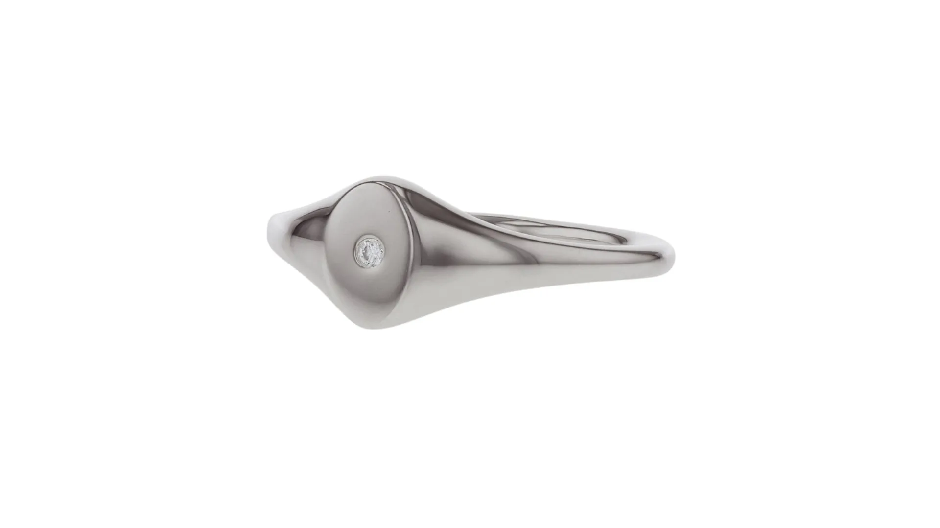 A silver signet ring.