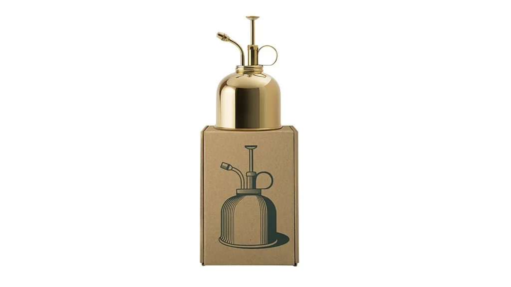 A brass mister for the garden and indoor plants.