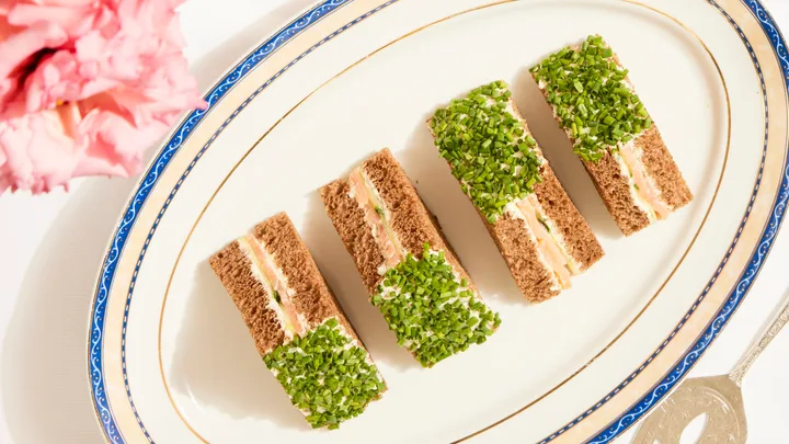 Salmon and cucumber sandwiches with lemony Boursin
