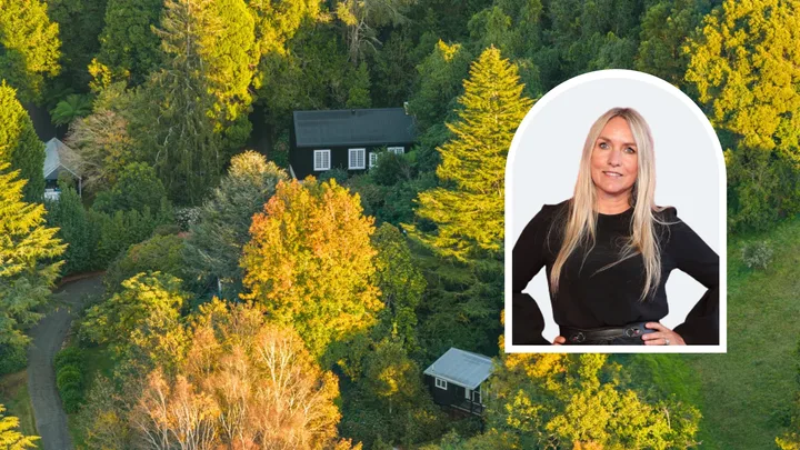 Fashion designer Collette Dinnigan next to current home