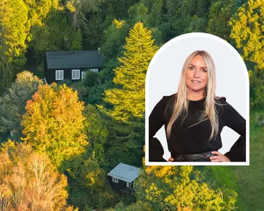 Fashion designer Collette Dinnigan next to current home