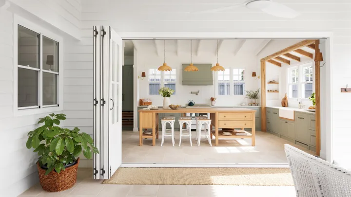 Pale green farmhouse kitchen