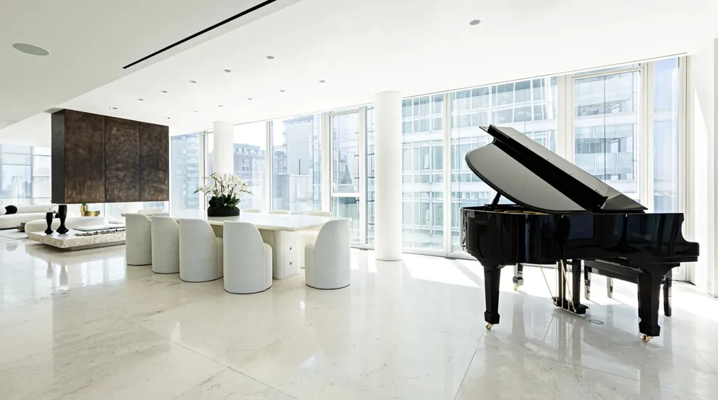 Hugh Jackman Deborra-Lee Furness New York Penthouse grand piano dining room