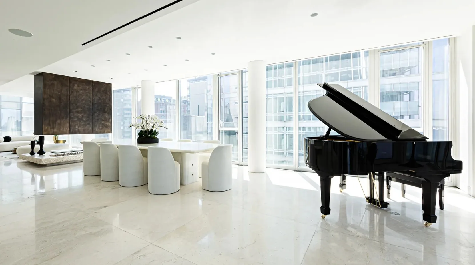 Hugh Jackman Deborra-Lee Furness New York Penthouse grand piano dining room