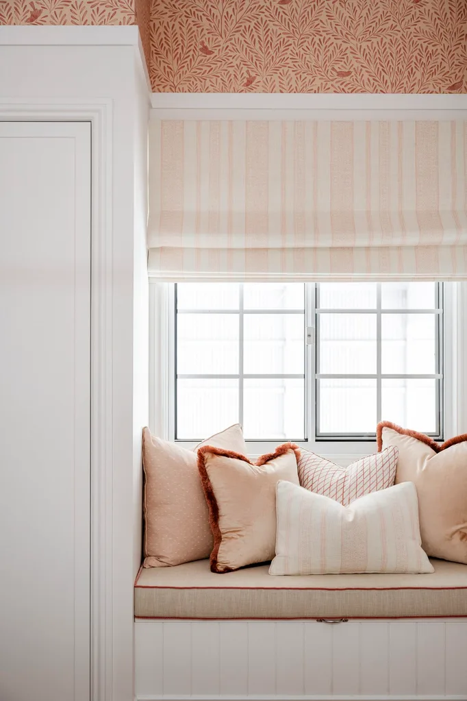 Clear Mountain home window seat peach tones