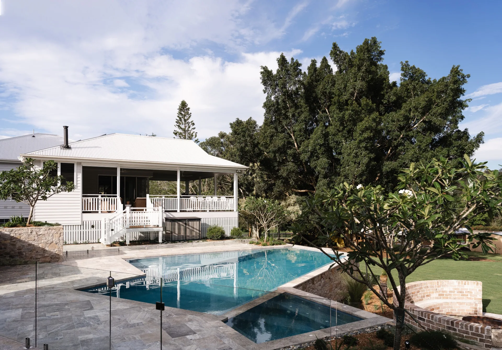 Backyard pool and verandah clear mountain home