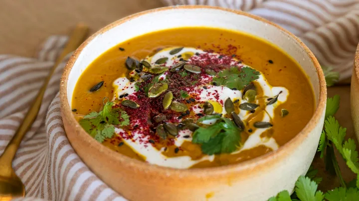 Moroccan spiced pumpkin and lentil soup