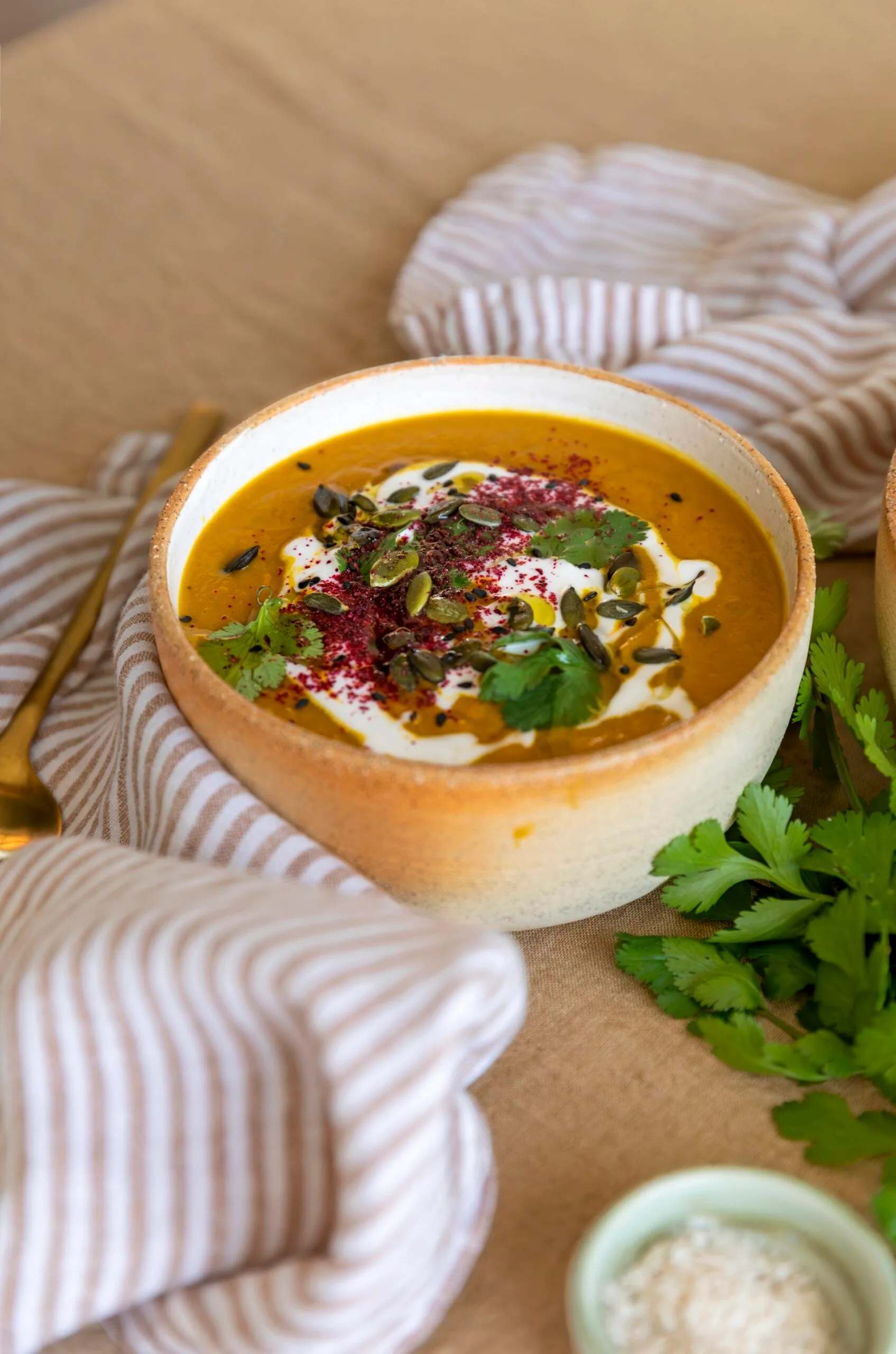 Moroccan spiced pumpkin and lentil soup