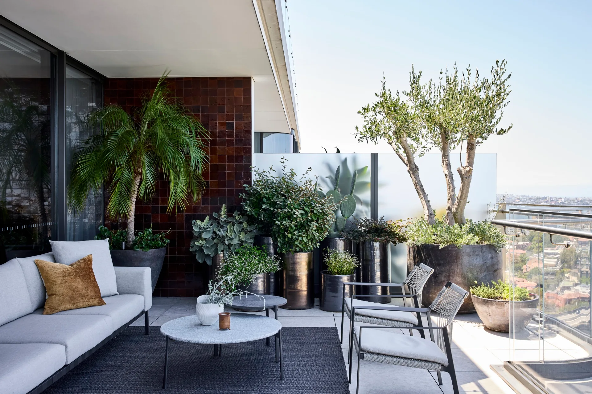 Lisa Santamaria interior design renovation on Lavender Bay apartment owned by Dianne alfresco balcony