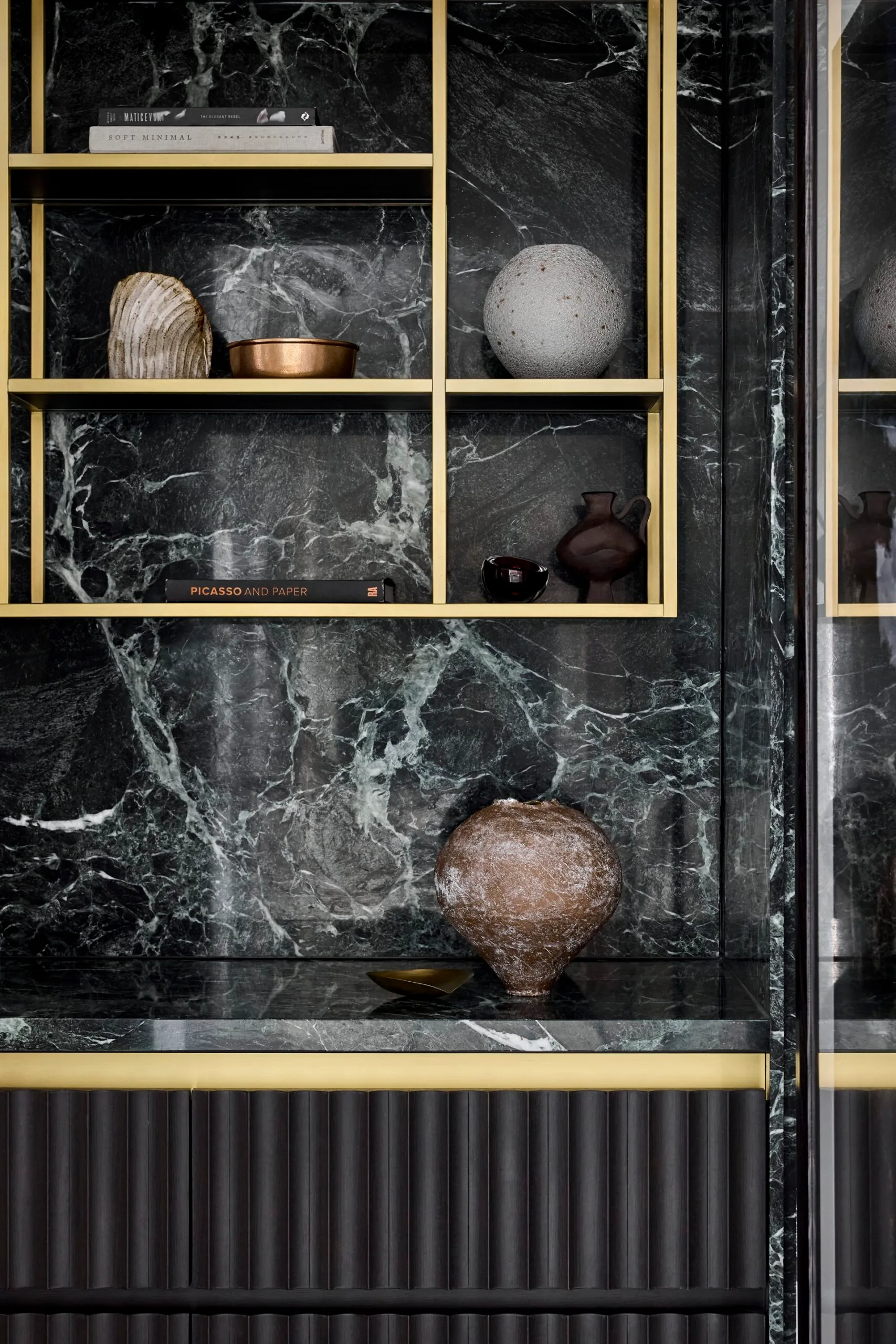 Lisa Santamaria interior design renovation on Lavender Bay apartment owned by Dianne black marble