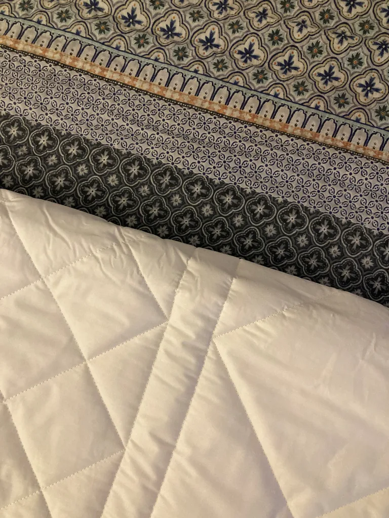 A doona, also known as a duvet, has been placed on top of a quilt cover.